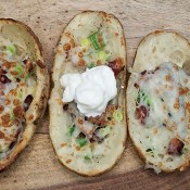 potatoes, potato skins, green onions, cheese, turkey bacon, easy, Weight Watcher's recipe, appetizer, healthy, gluten free