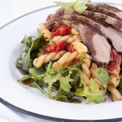 Weight Watchers, Steak, tomatoes, Roasted, Pasta, Dressings, spinach, basil, arugula, Herbs, Salad, food, recipe,