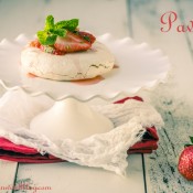 Pavlova with Starwberries and Mint ©Rhonda Adkins 2013 www.thekitchenwitchblog.com